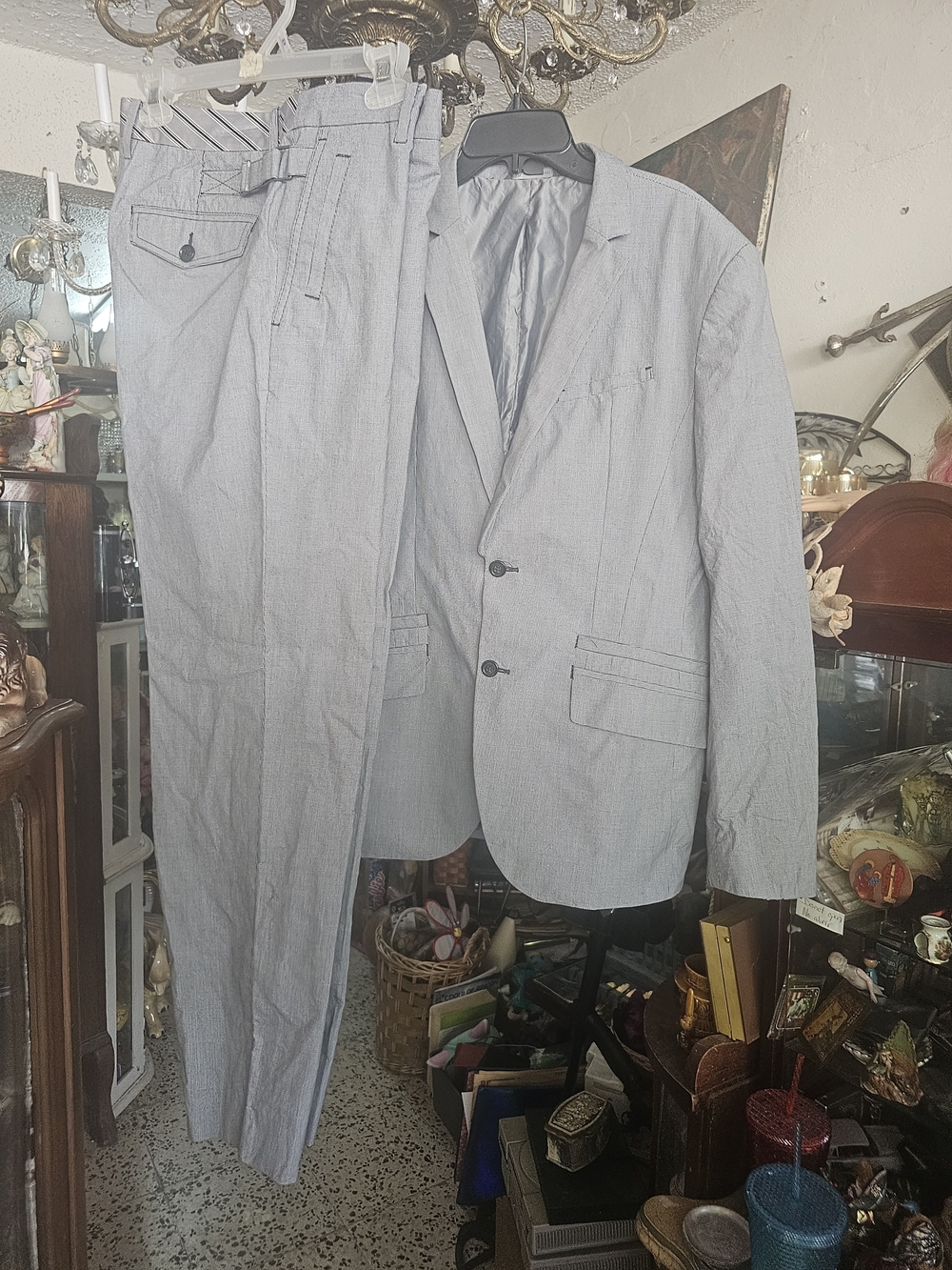 Armani Exchange Light Gray Men's Two-Piece Suit - Blazer & Trousers
